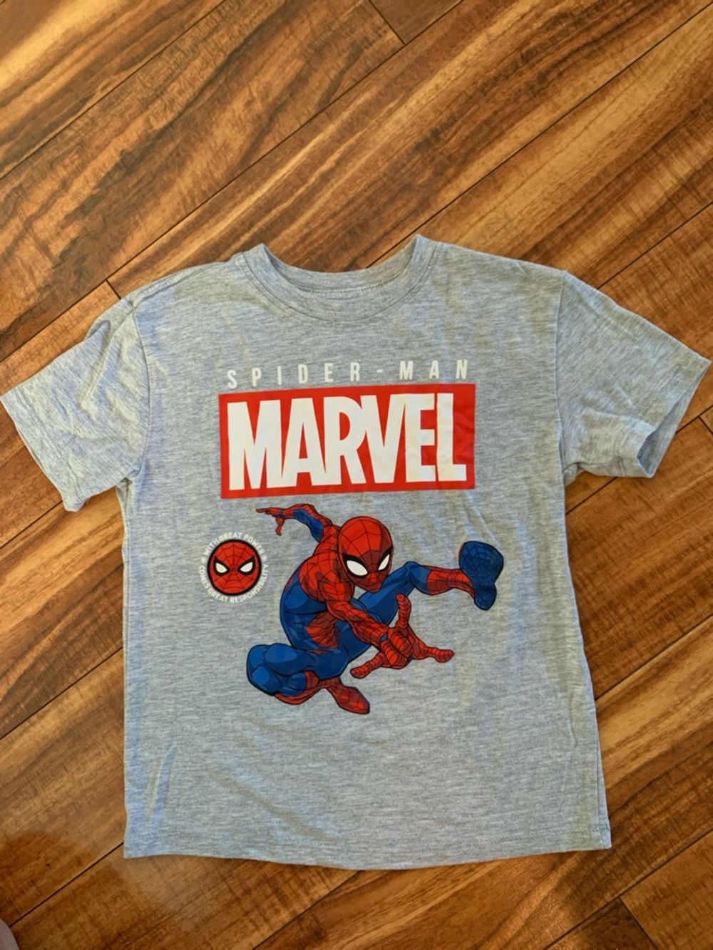 Marvel Spider-Man Gray Tee with Red and Blue Graphic